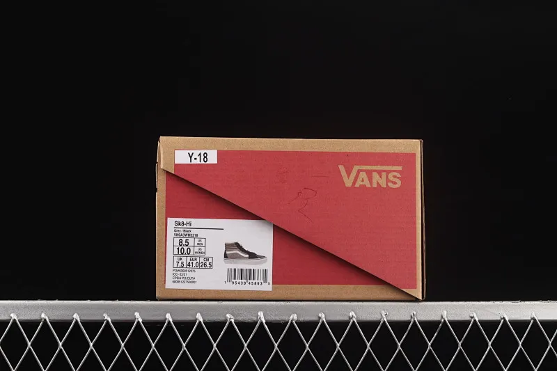 All categories Vans Vans series Vans Hi Vans high-top plus velvet Vans Sk8-Hi 2021 new black and gray color matching high-top casual sneakers VN0A3WM3218